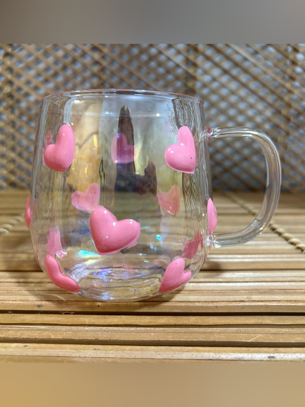 ⭐️Free With Any Purchase⭐️Clear Glass Mug with Pink Heart Accents